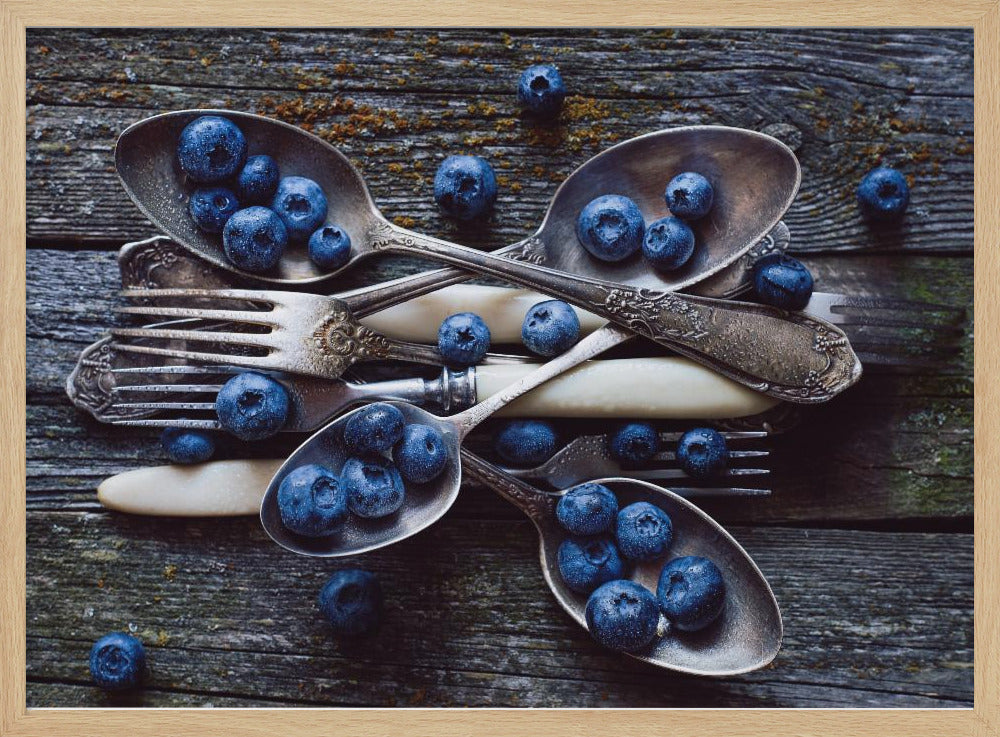 Fresh Blueberries On Weathered Wooden Planks | Poster