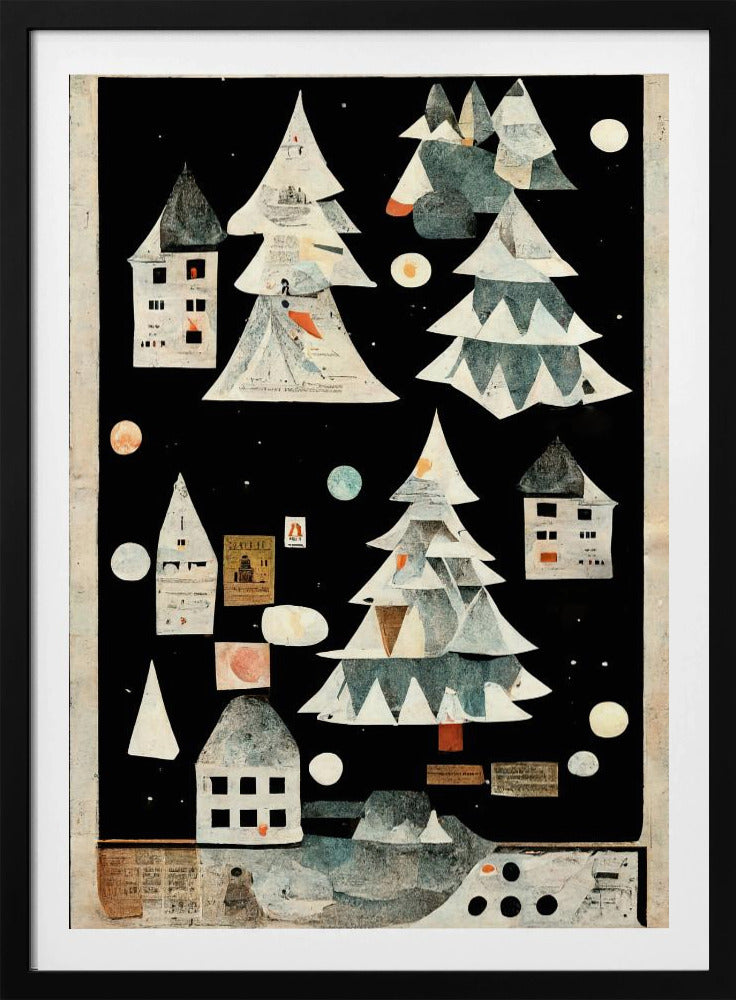 Ein Papierdorf bei Nacht | Poster