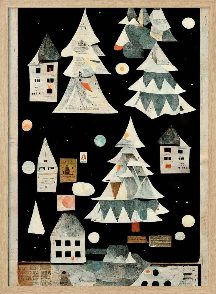 Ein Papierdorf bei Nacht | Poster