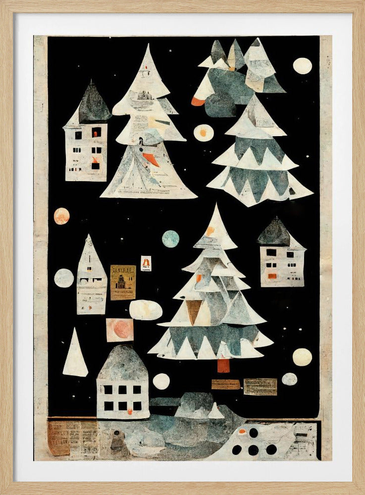 Ein Papierdorf bei Nacht | Poster