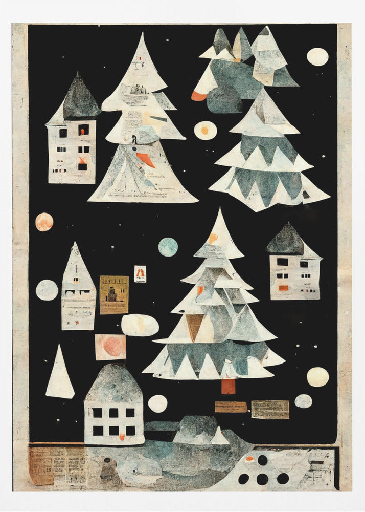 Ein Papierdorf bei Nacht | Poster