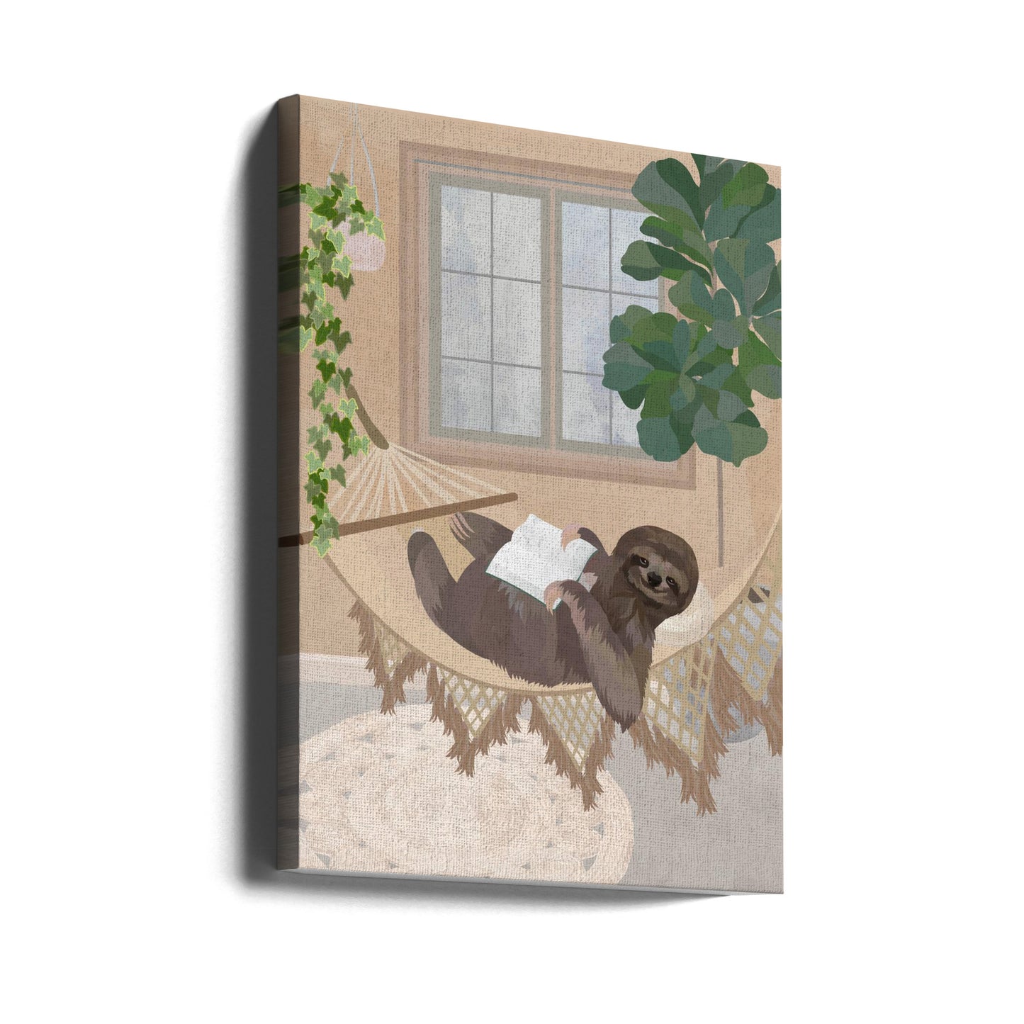 Lazy sloth in hammock | Canvas