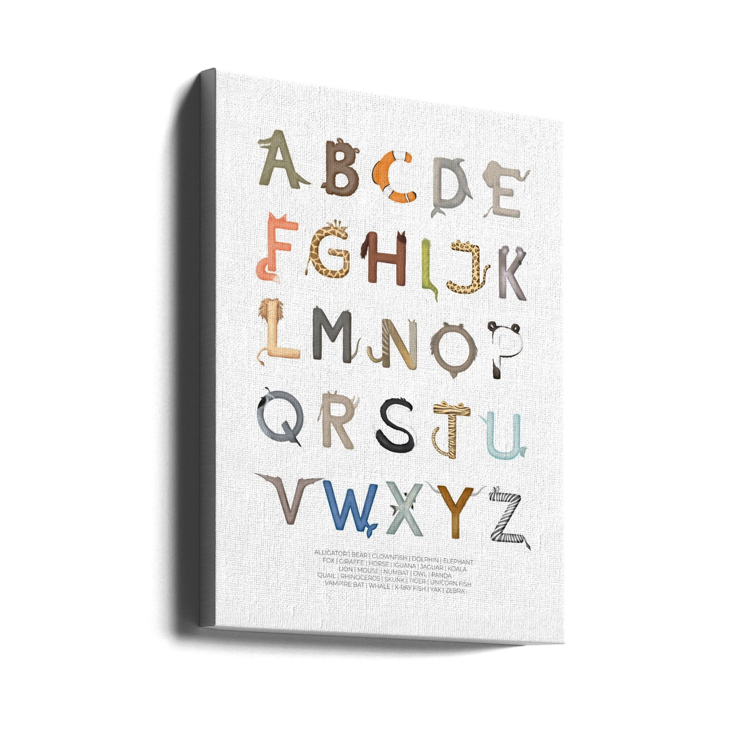 Letras de animales ABC | Impresiones en Lienzo