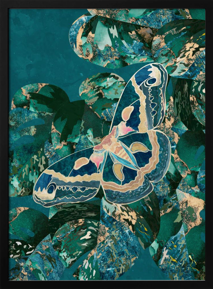 Moth and Monstera Leaves | Poster