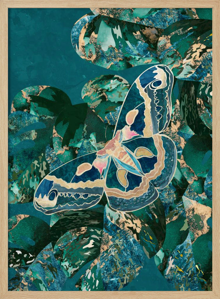 Moth and Monstera Leaves | Poster
