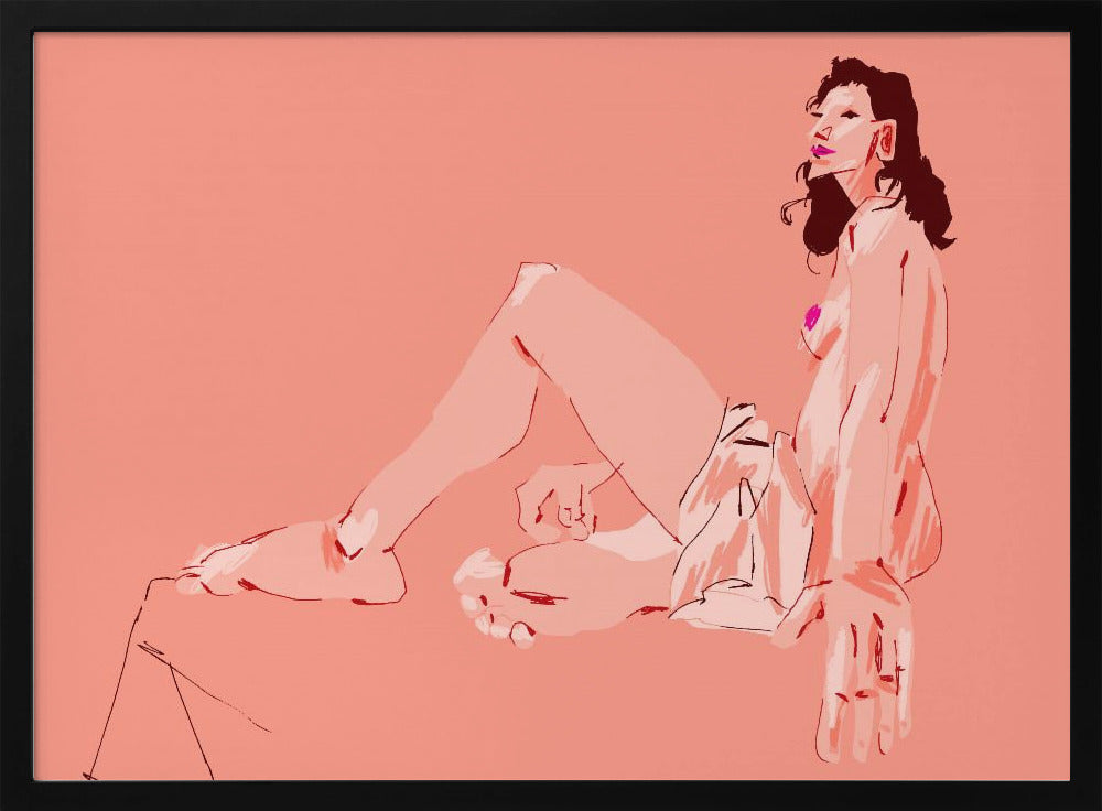 Girl Sitting Pink | Poster