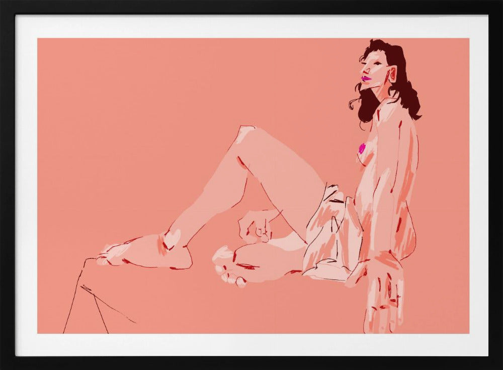 Girl Sitting Pink | Poster