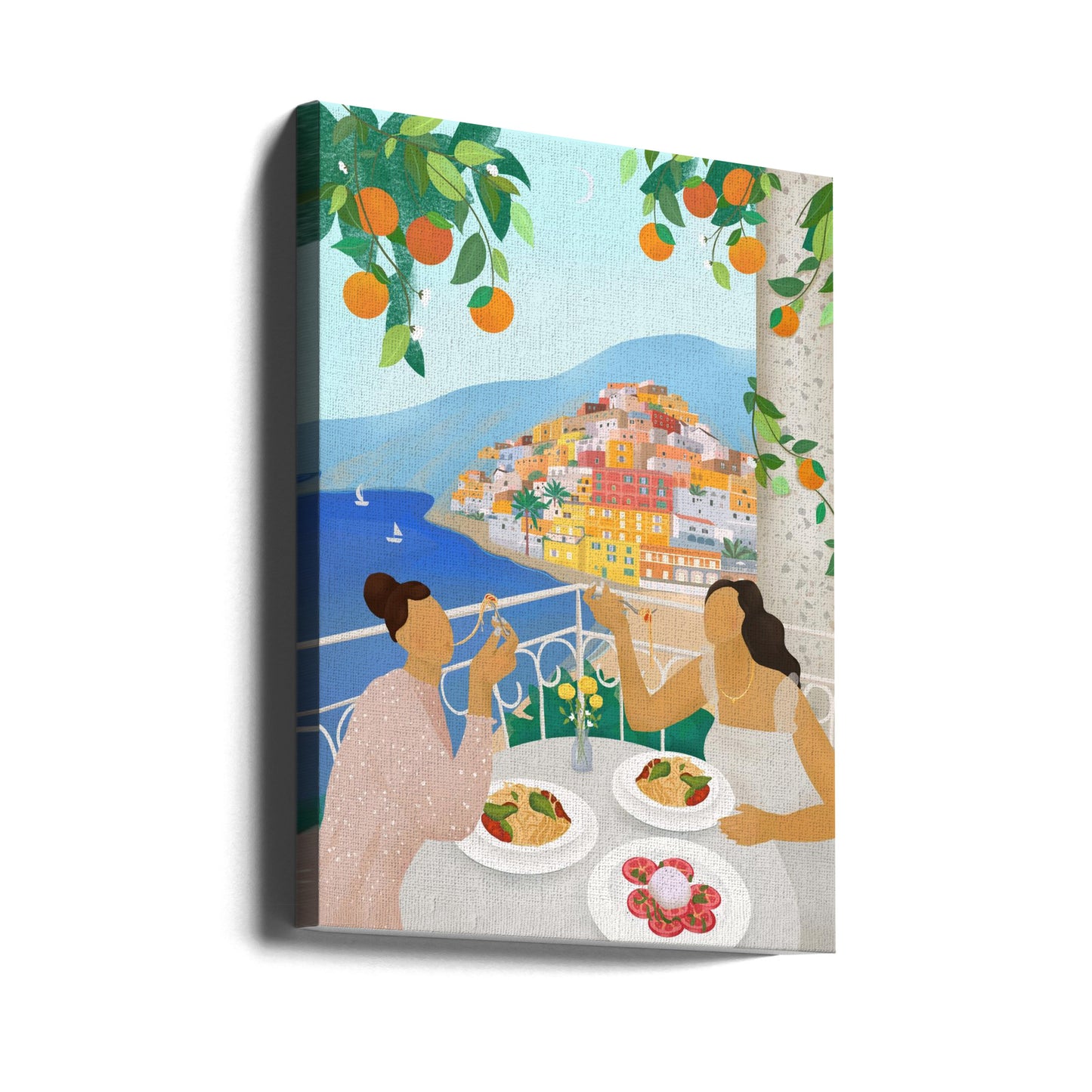 Flickor i Positano | Canvas