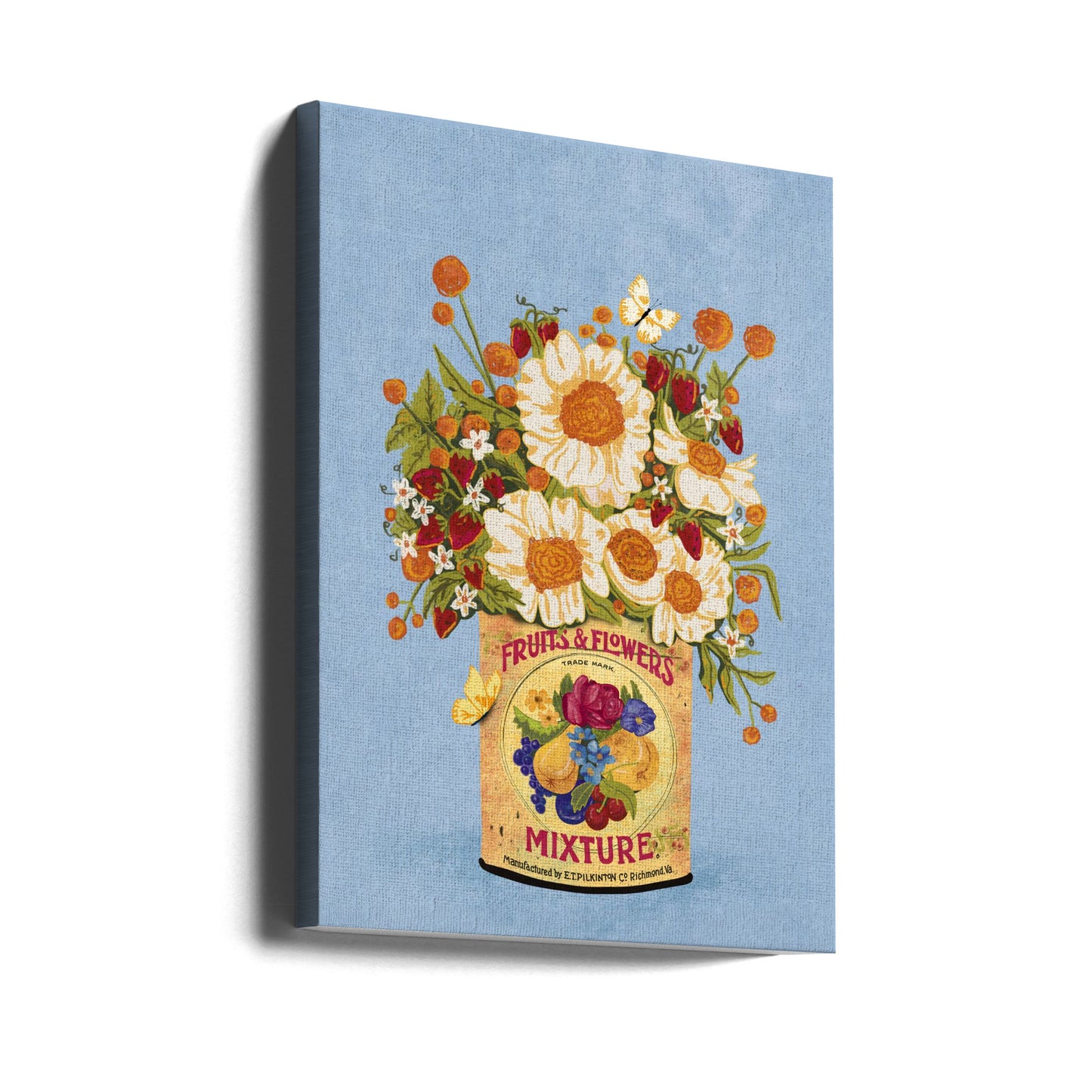 Blomster i en vintage tedåse | Lærredsbilleder