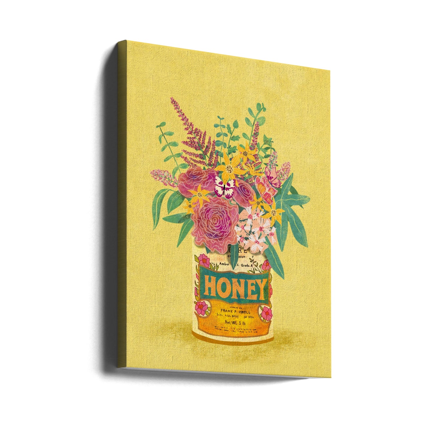 Flores en una lata de miel vintage | Impresiones en Lienzo