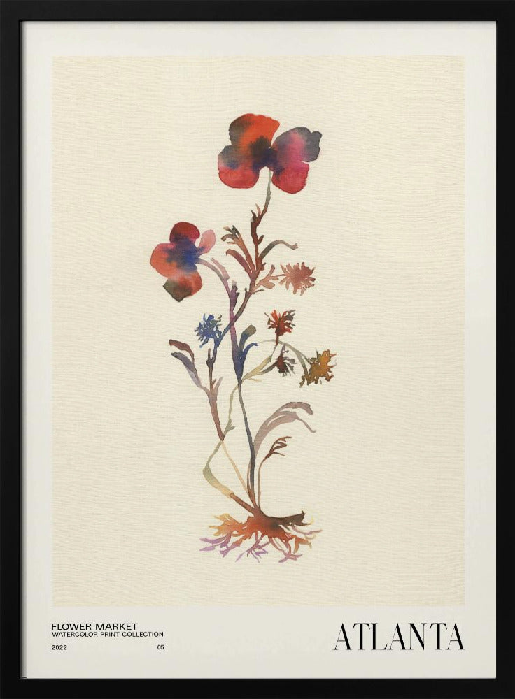 Akvarelltrycksamling. Blomstermarknad - Atlanta | Poster