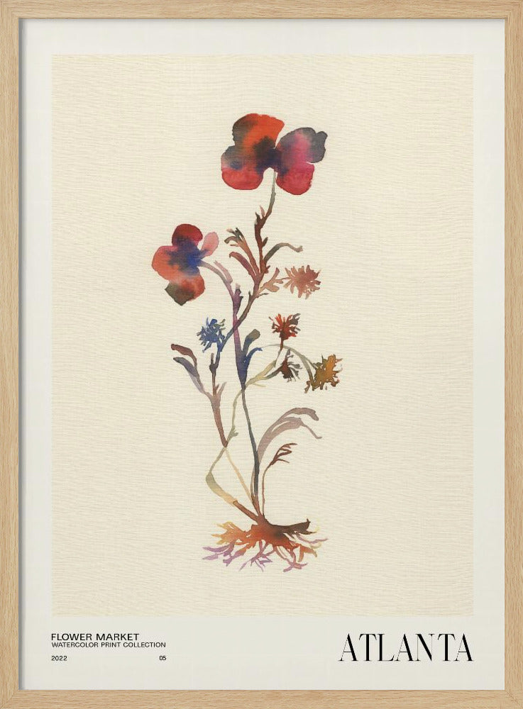 Akvarelltrycksamling. Blomstermarknad - Atlanta | Poster