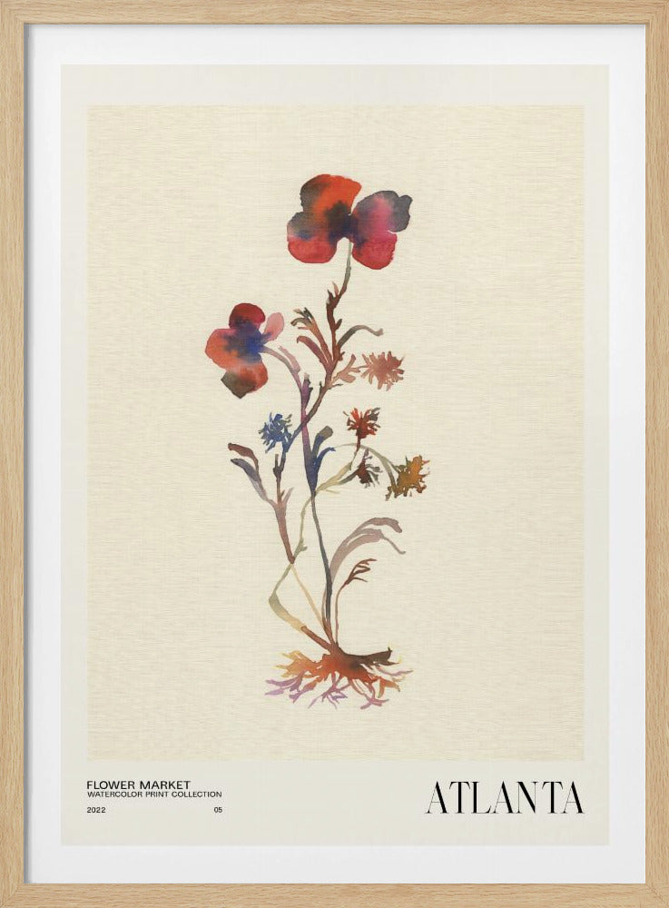 Akvarelltrycksamling. Blomstermarknad - Atlanta | Poster