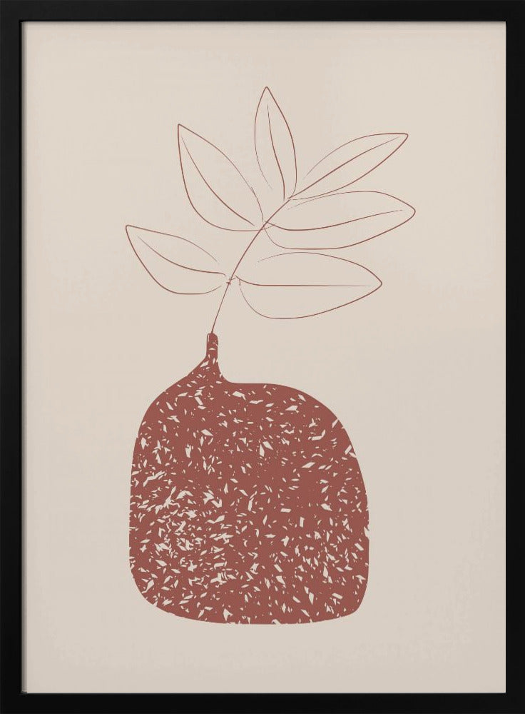 Stylized Plant In A Textured Vase With Earthy Tones | Poster