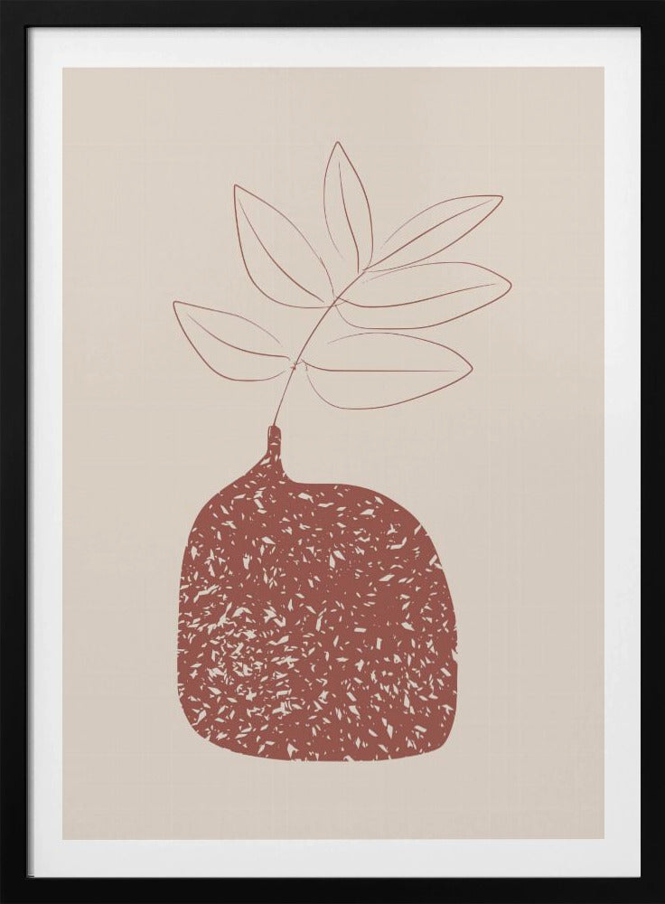 Stylized Plant In A Textured Vase With Earthy Tones | Poster