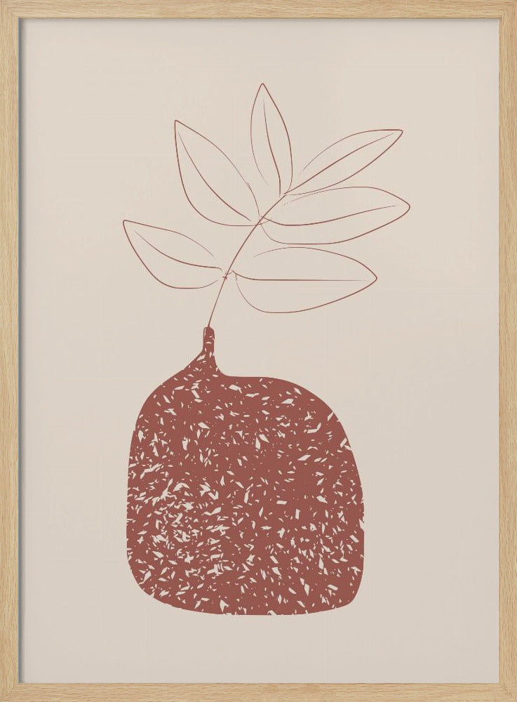Stylized Plant In A Textured Vase With Earthy Tones | Poster