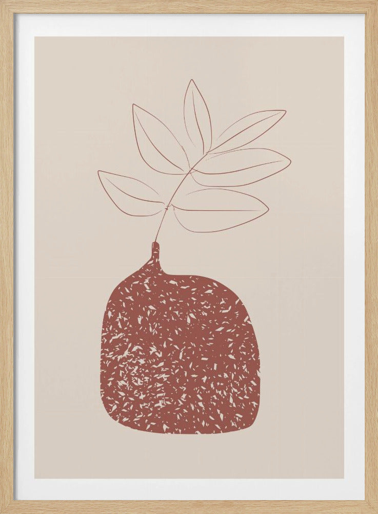 Stylized Plant In A Textured Vase With Earthy Tones | Poster