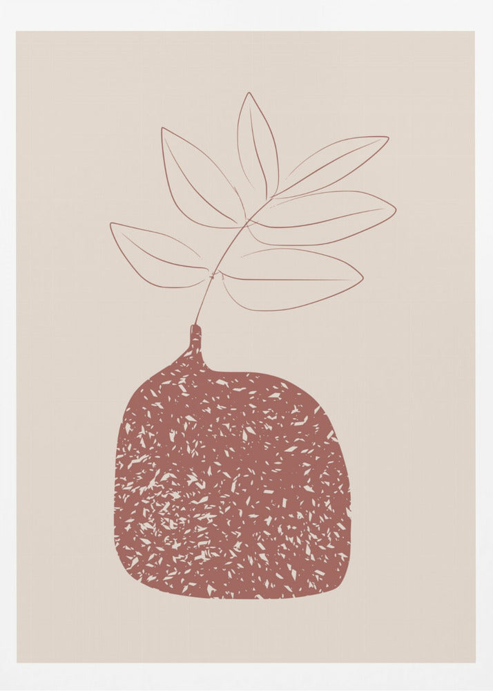 Stylized Plant In A Textured Vase With Earthy Tones | Poster