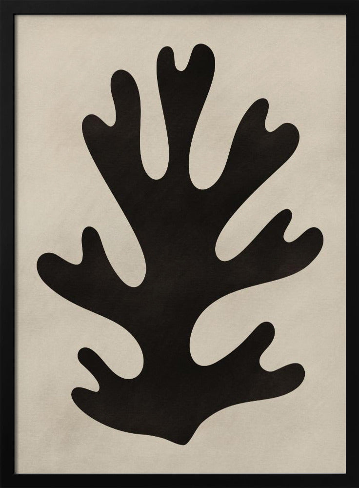 Minimal Black Coral Leaf | Poster