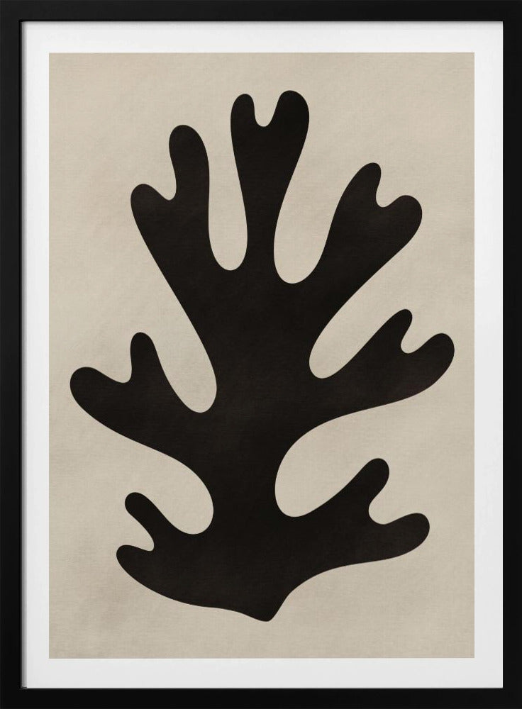 Minimal Black Coral Leaf | Poster