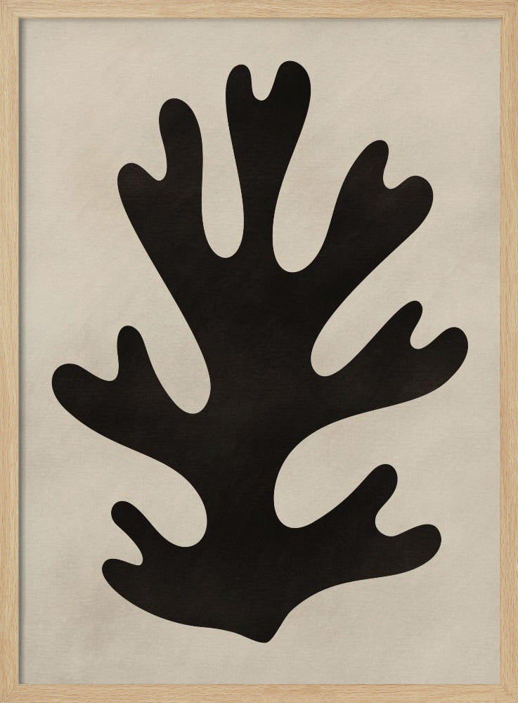 Minimal Black Coral Leaf | Poster