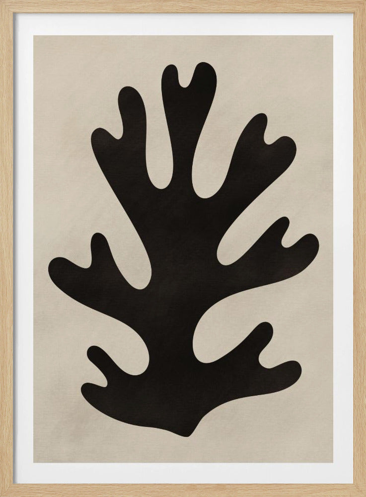 Minimal Black Coral Leaf | Poster