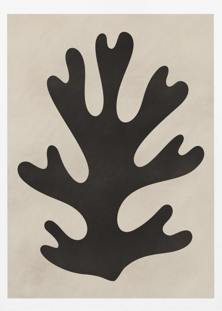 Minimal Black Coral Leaf | Poster