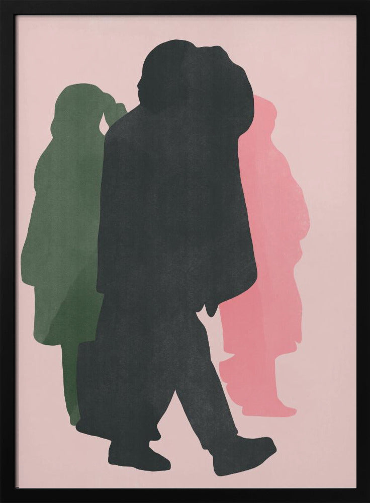Colorful Silhouettes of Walking Figures | Poster
