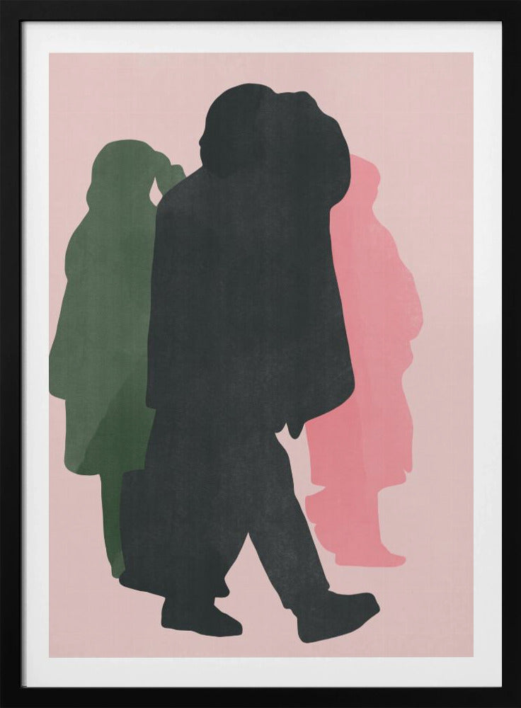 Colorful Silhouettes of Walking Figures | Poster