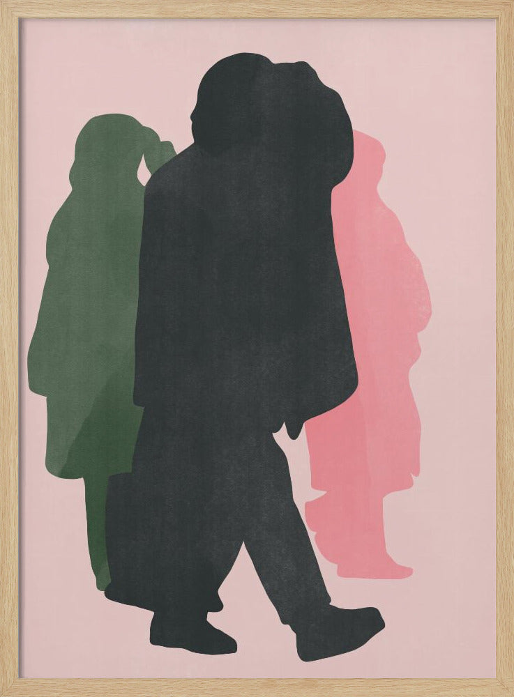 Colorful Silhouettes of Walking Figures | Poster