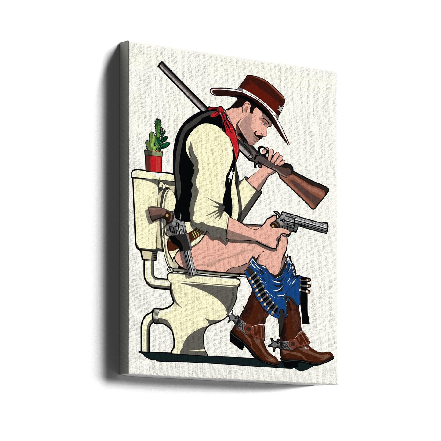 Cowboy aux toilettes | Tableaux sur Toile