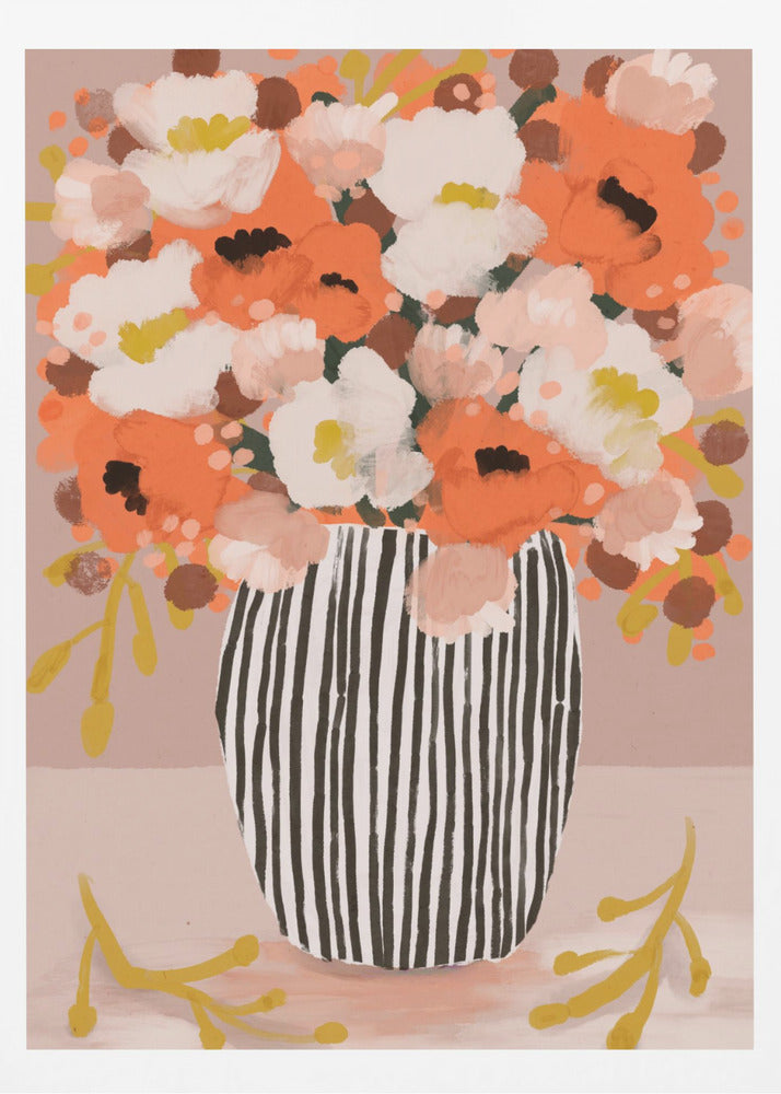Striped Vase Blooms | Poster