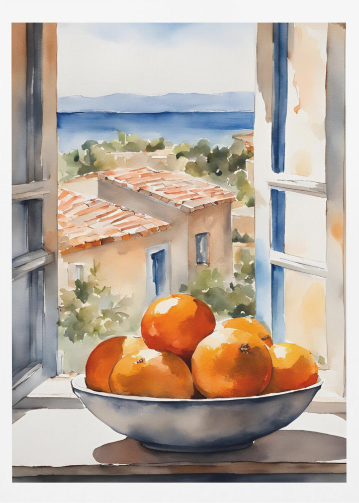 Orangenschale im Fenster | Poster