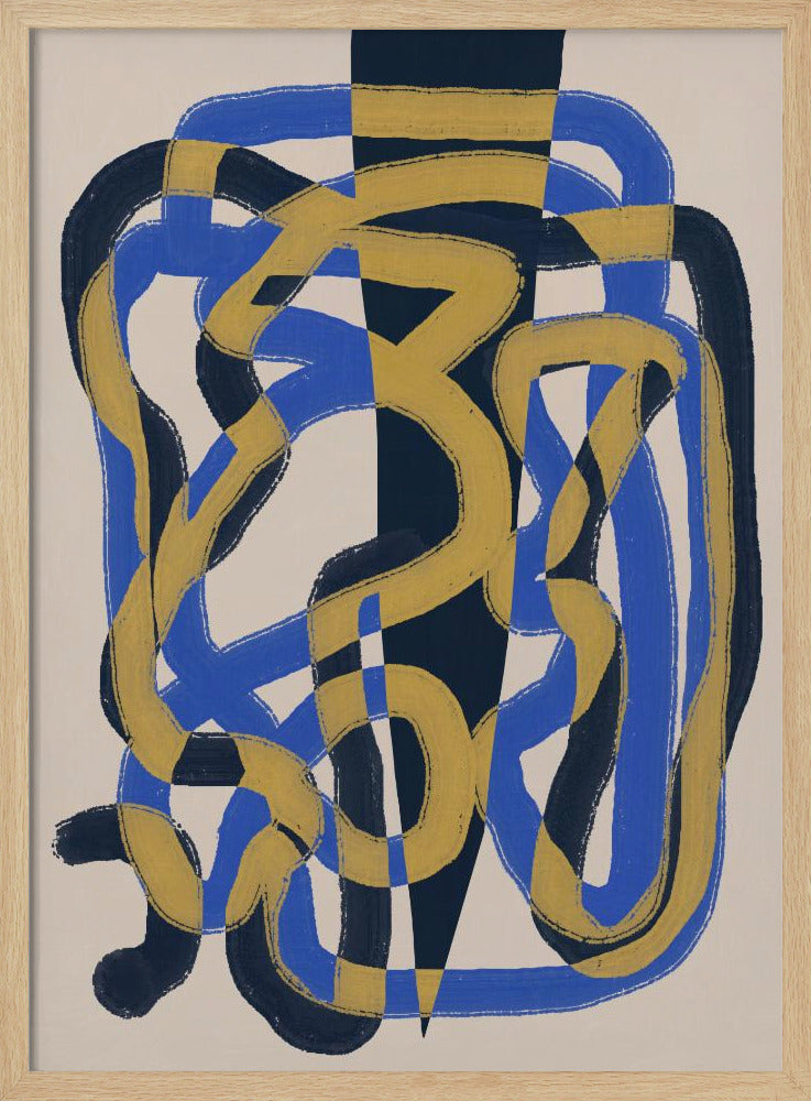 Abstract line deco blue and yellow | Poster