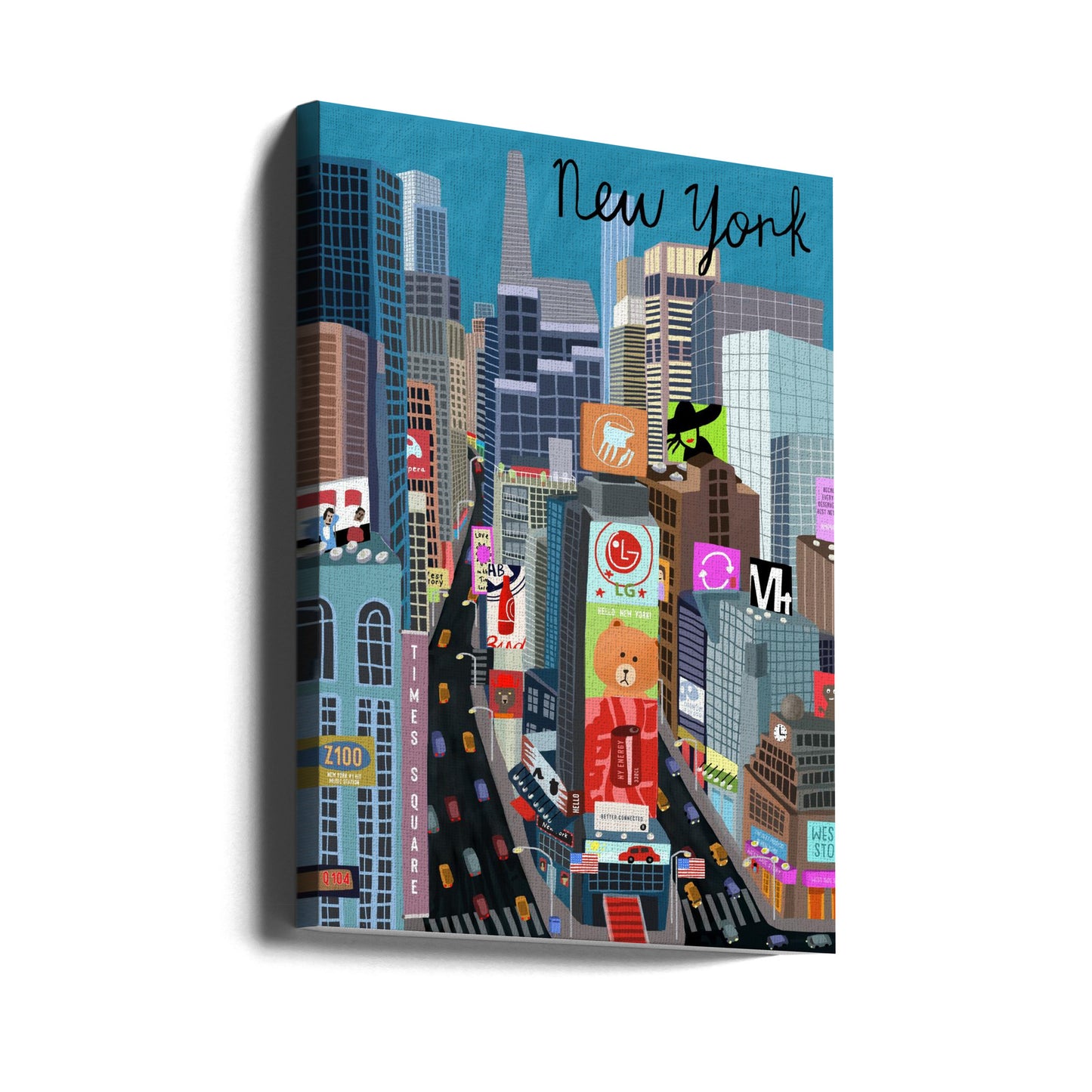 Ilustración de Times Square, Nueva York por la artista Carla Daly | Impresiones en Lienzo