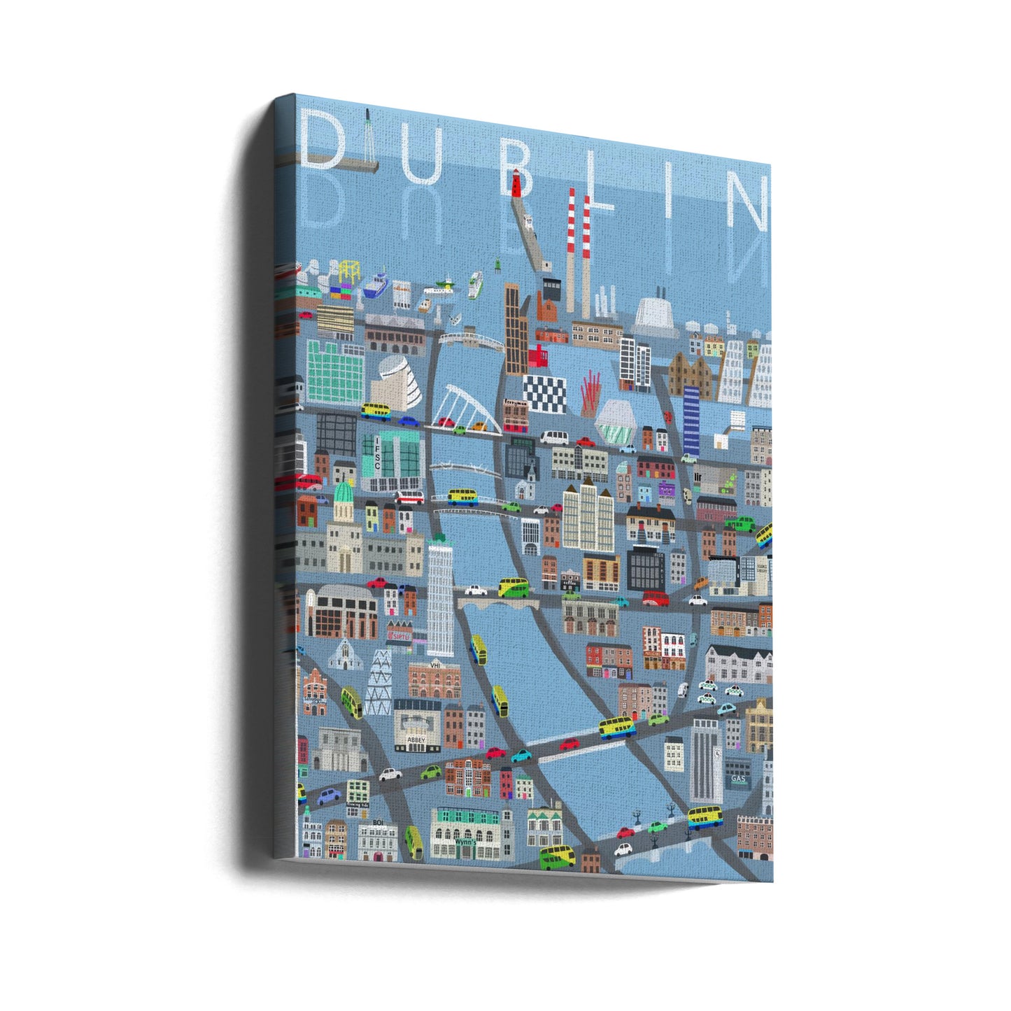 Illustreret udsigt over Dublin City, Irland af kunstneren Carla Daly | Lærredsbilleder
