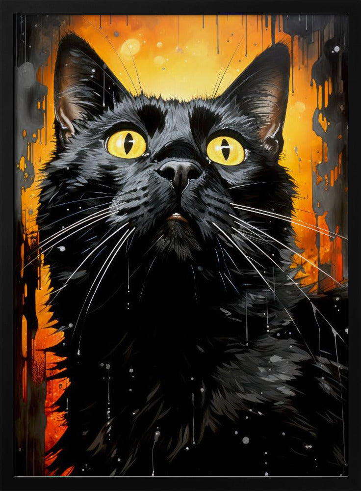 Schwarze Katze Adam Aquarell Tierkunst | Poster