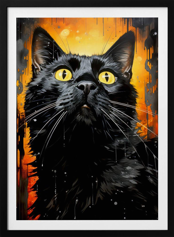 Schwarze Katze Adam Aquarell Tierkunst | Poster