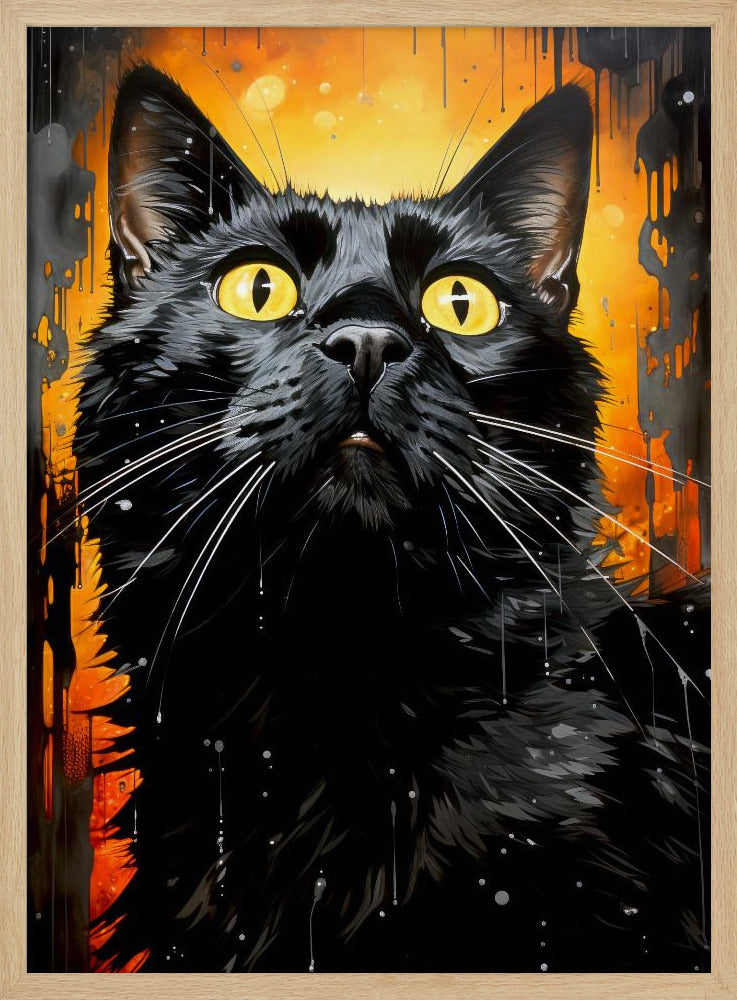 Schwarze Katze Adam Aquarell Tierkunst | Poster