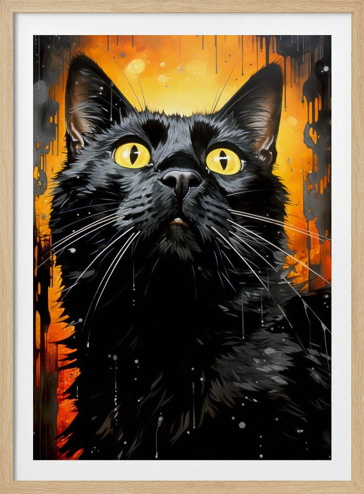 Schwarze Katze Adam Aquarell Tierkunst | Poster