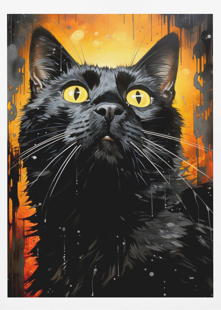 Schwarze Katze Adam Aquarell Tierkunst | Poster