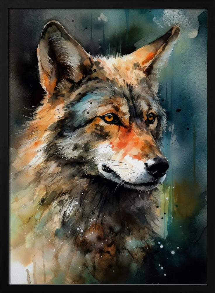 Varg i akvarell | Djurkonst | Poster