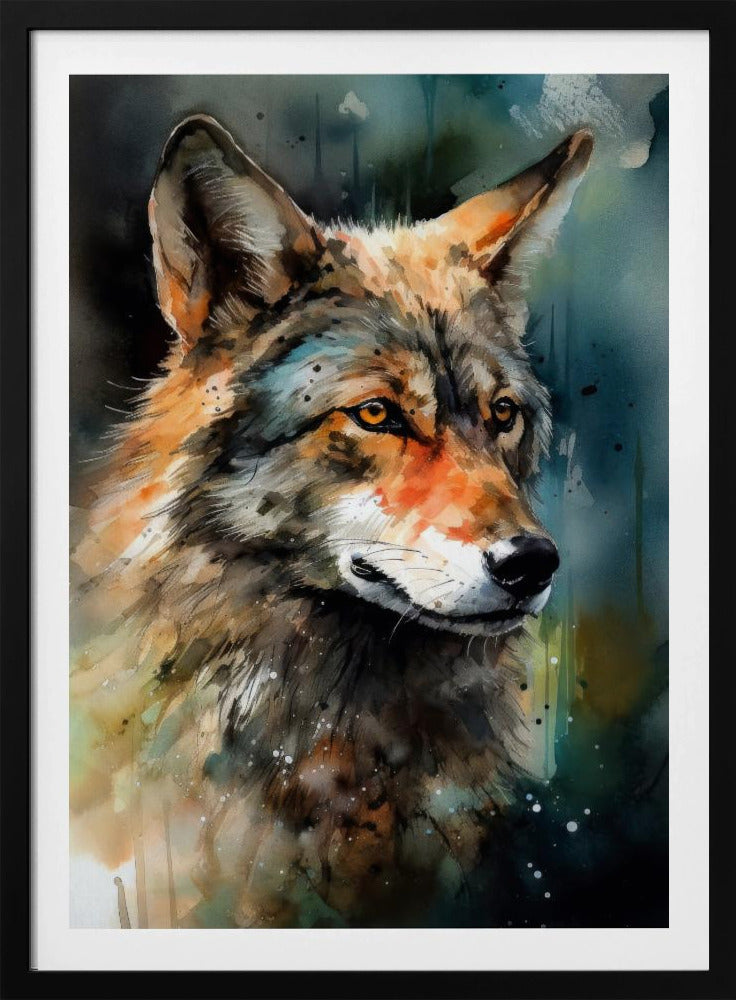 Varg i akvarell | Djurkonst | Poster