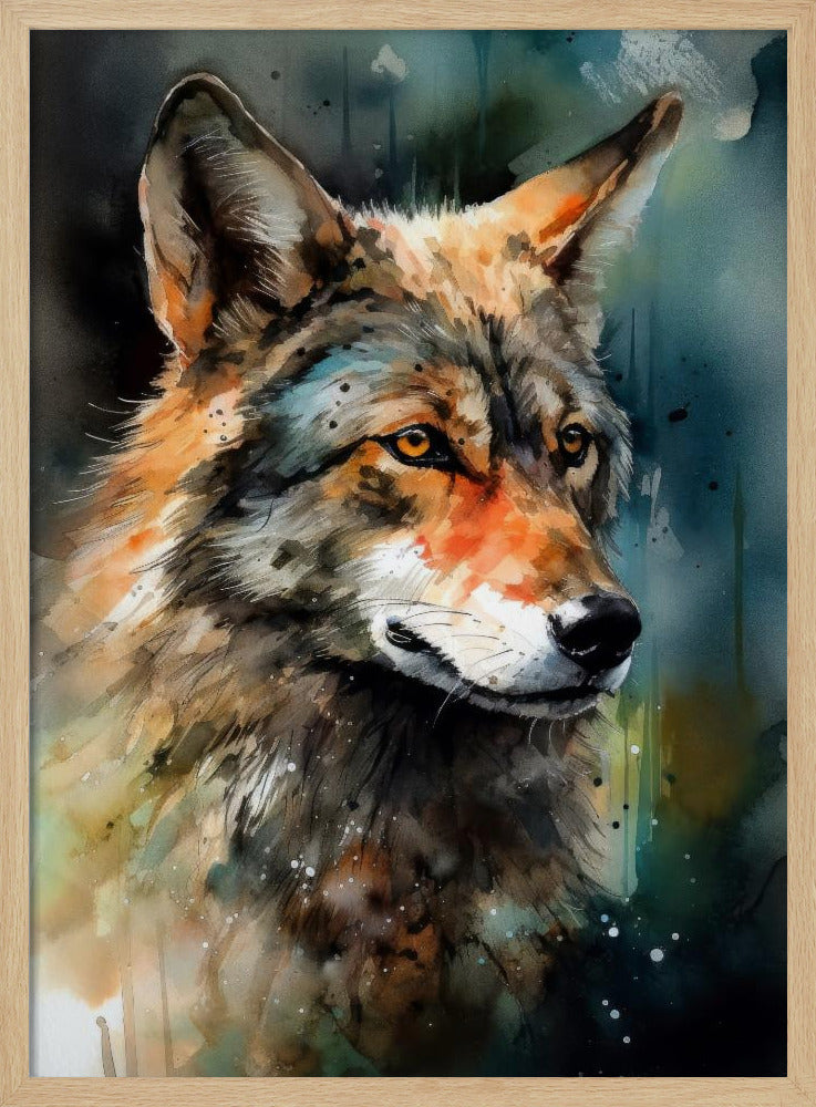 Varg i akvarell | Djurkonst | Poster