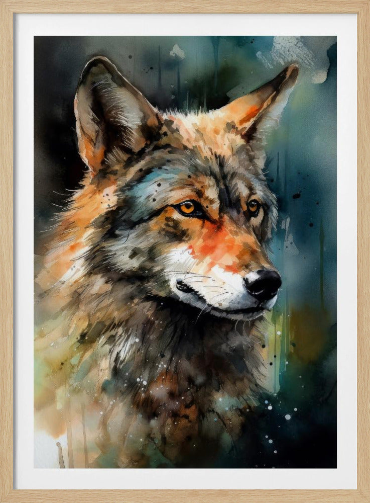 Varg i akvarell | Djurkonst | Poster