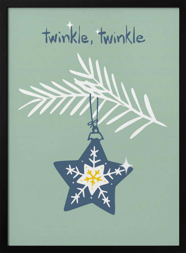 Glad glittrande julstjärna i mintgrönt | Poster