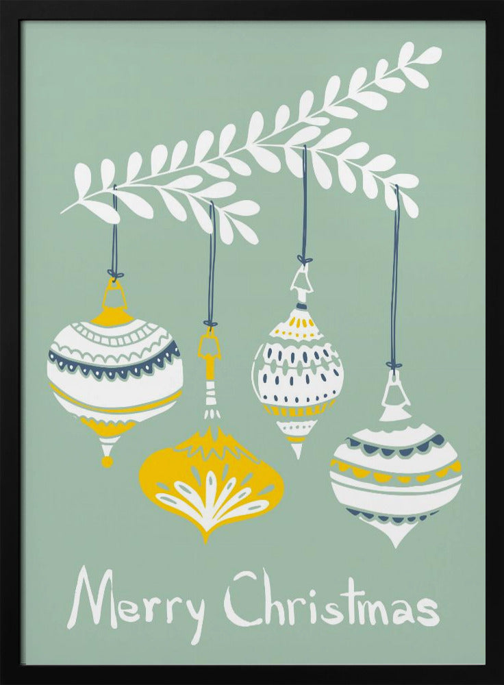 Glada små julgranskulor mintgrön | Poster