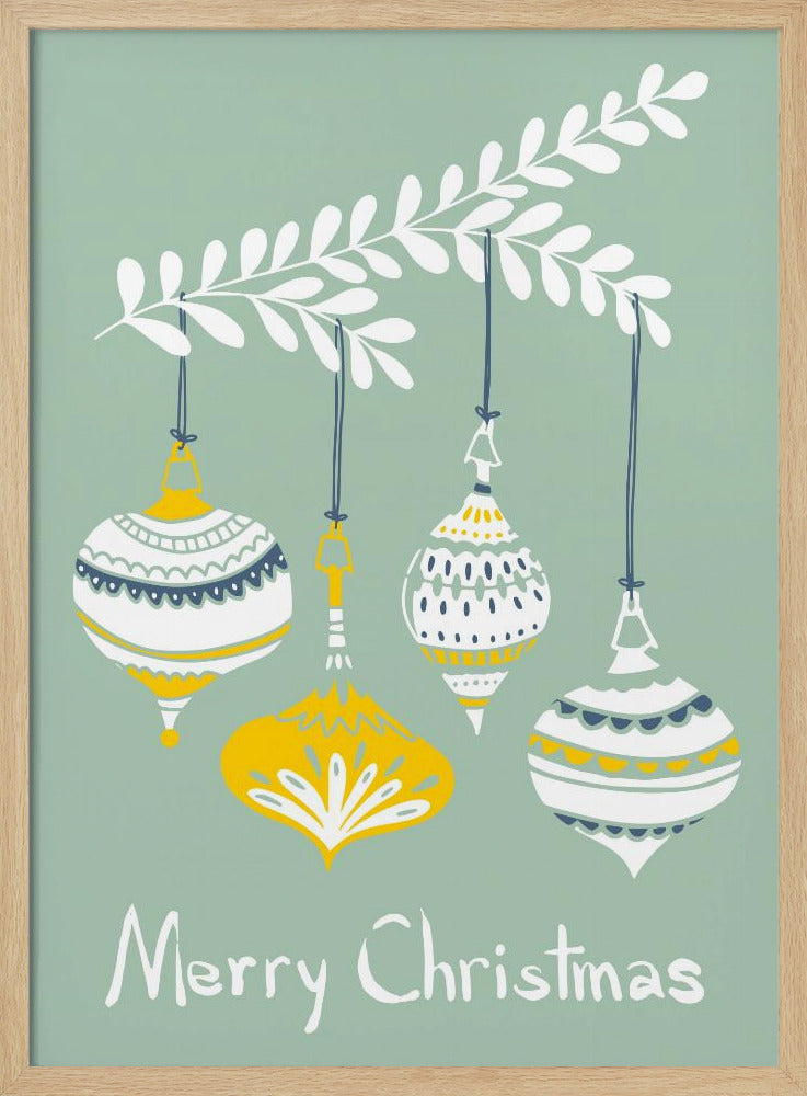 Glada små julgranskulor mintgrön | Poster
