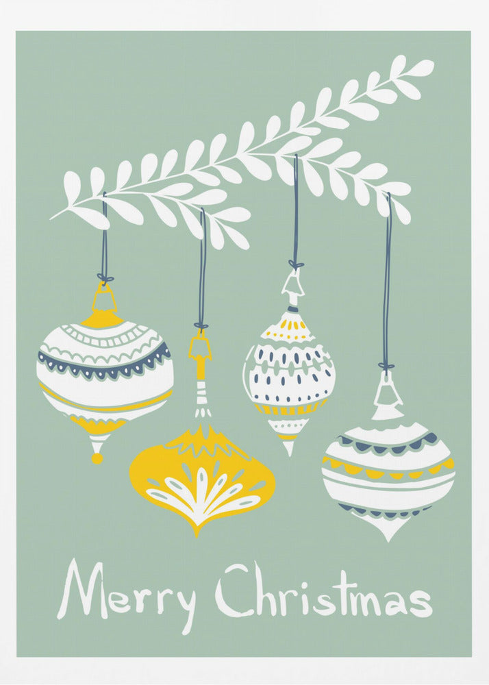 Glada små julgranskulor mintgrön | Poster