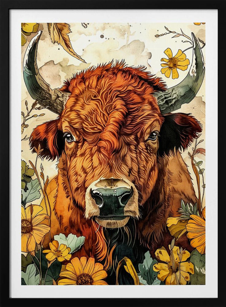 Buffalo watercolor animal art 4 | Poster